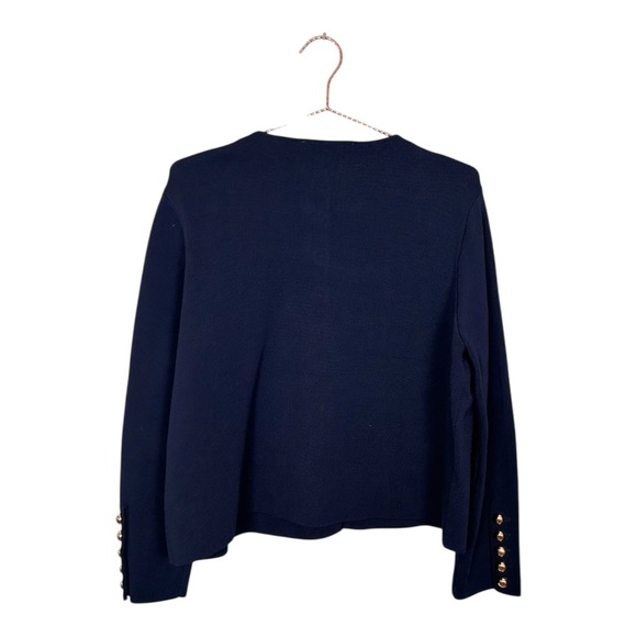 Zara Dark Academia Minimal Blue Knit Cardigan With Gold Buttons - Picture 4 of 9